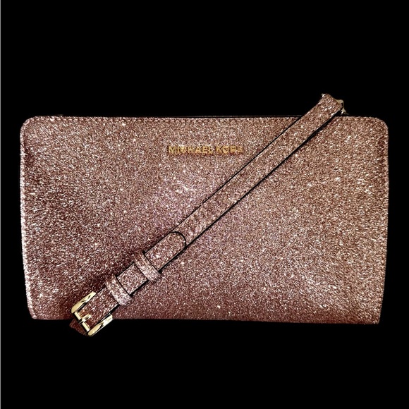 Michael Kors Handbags - Michael Kors rose gold sparkle crossbody bag